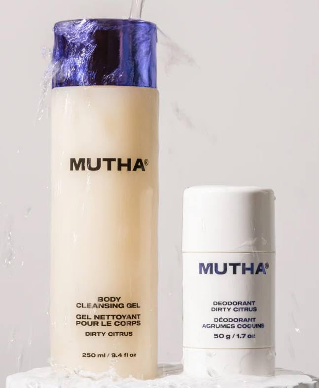 MUTHA Dirty Citrus Bath Bundle - Body Cleansing Gel, Nudist Exfoliating Body Bar, and Deodorant