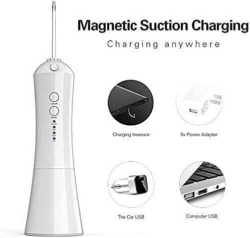 JYYBN Teeth Cleaner Electric Portable Water Flosser,USB Rechargeable Waterproof Teeth Cleaner for Home,with 3 Modes, 360° Rotatable Nozzle,230ml Removable Water Tank, Suitable for Business Trip