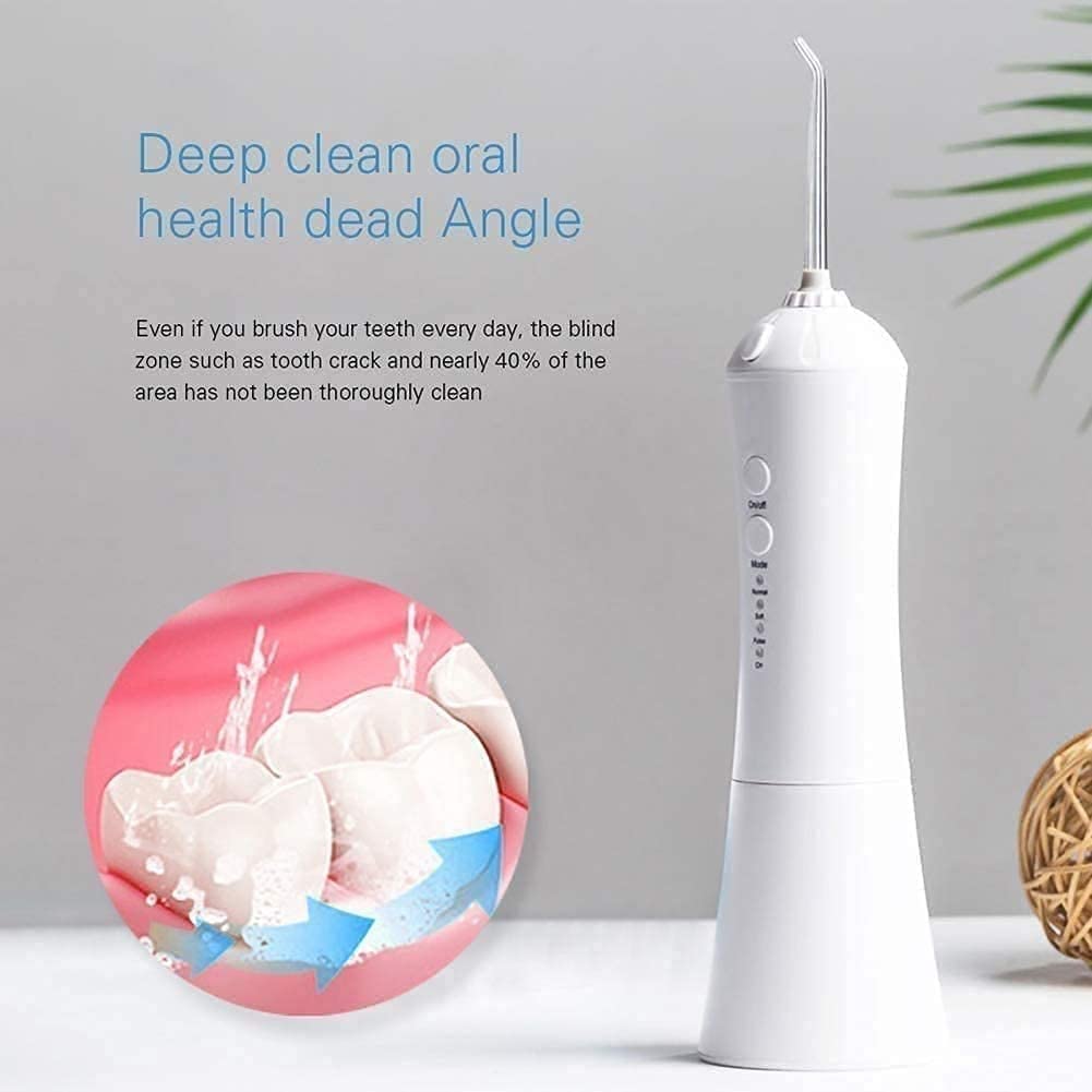 JYYBN Teeth Cleaner Electric Portable Water Flosser,USB Rechargeable Waterproof Teeth Cleaner for Home,with 3 Modes, 360° Rotatable Nozzle,230ml Removable Water Tank, Suitable for Business Trip