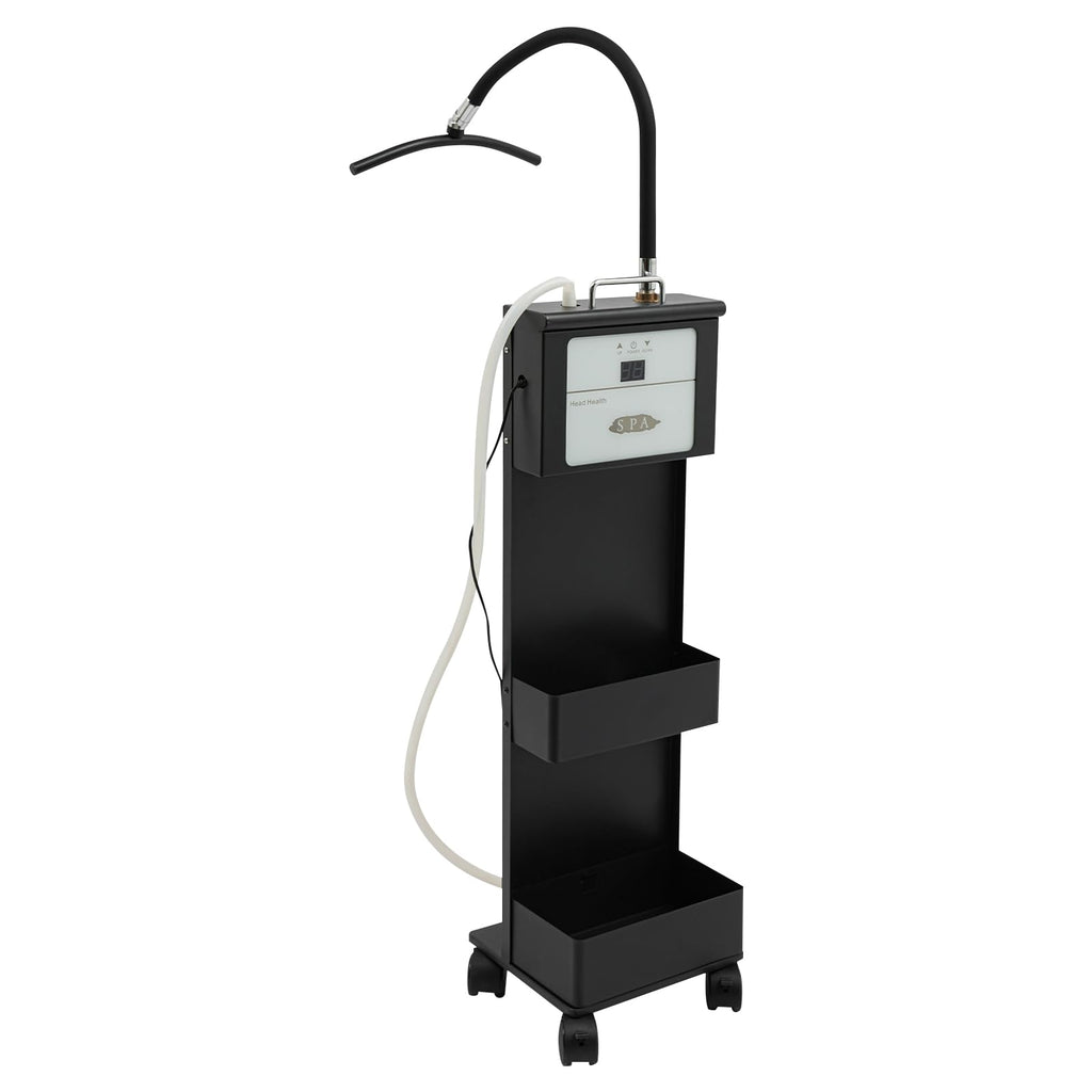 POIOKLJRE Waterfall Head Spa Machine with Water Circulation, Mobile Scalp Care Station Adjustable Temperature 86-131F, Two Storage Compartments for Salon Home Massage Center, Black