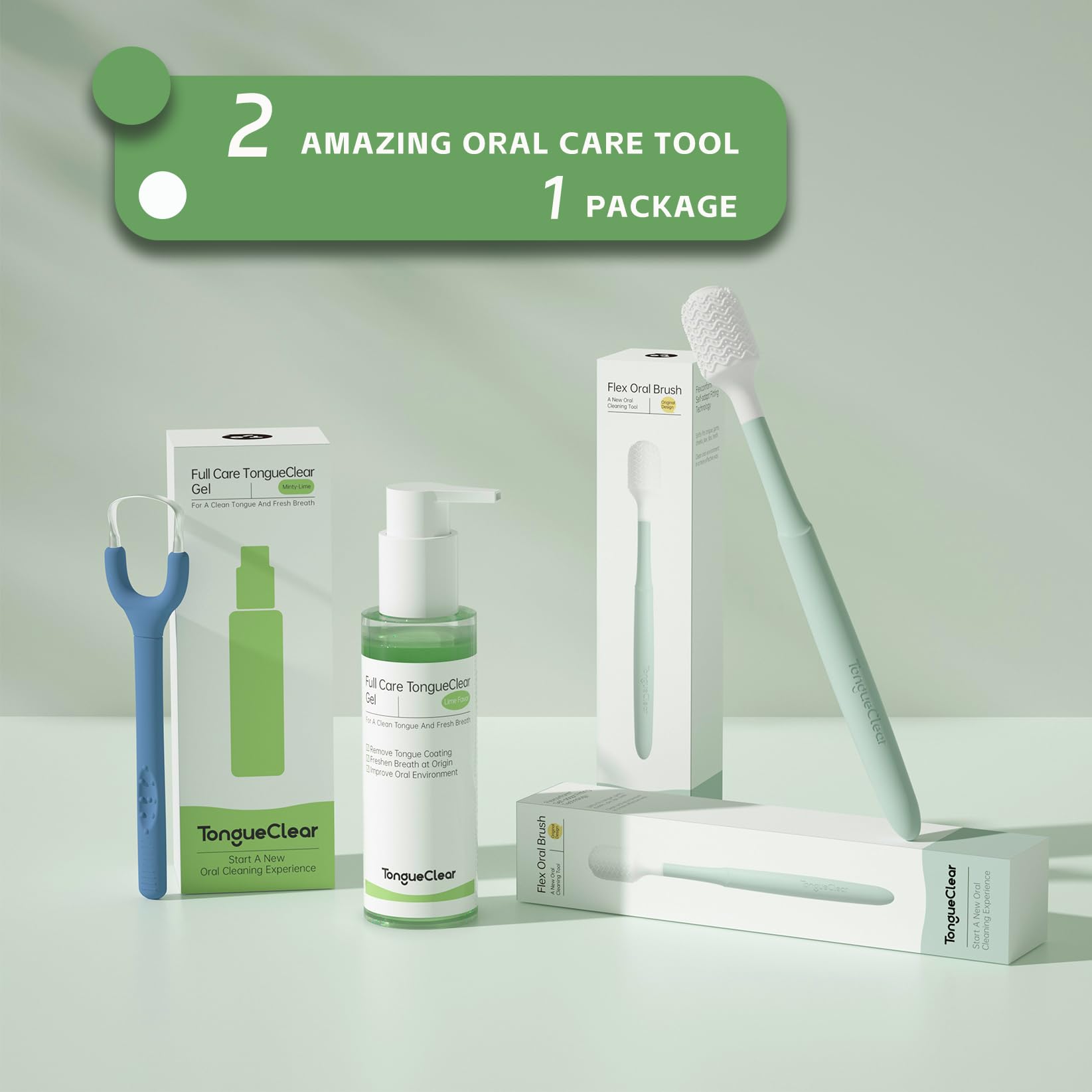 Tongueclear Effective Tongue Scraper and Oral Mucosal Cleaner Kit for Adults