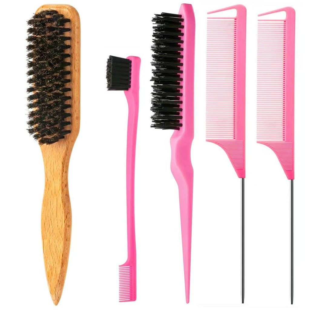 ZVOREI 8-Piece Pink Hair Styling Brush & Comb Set