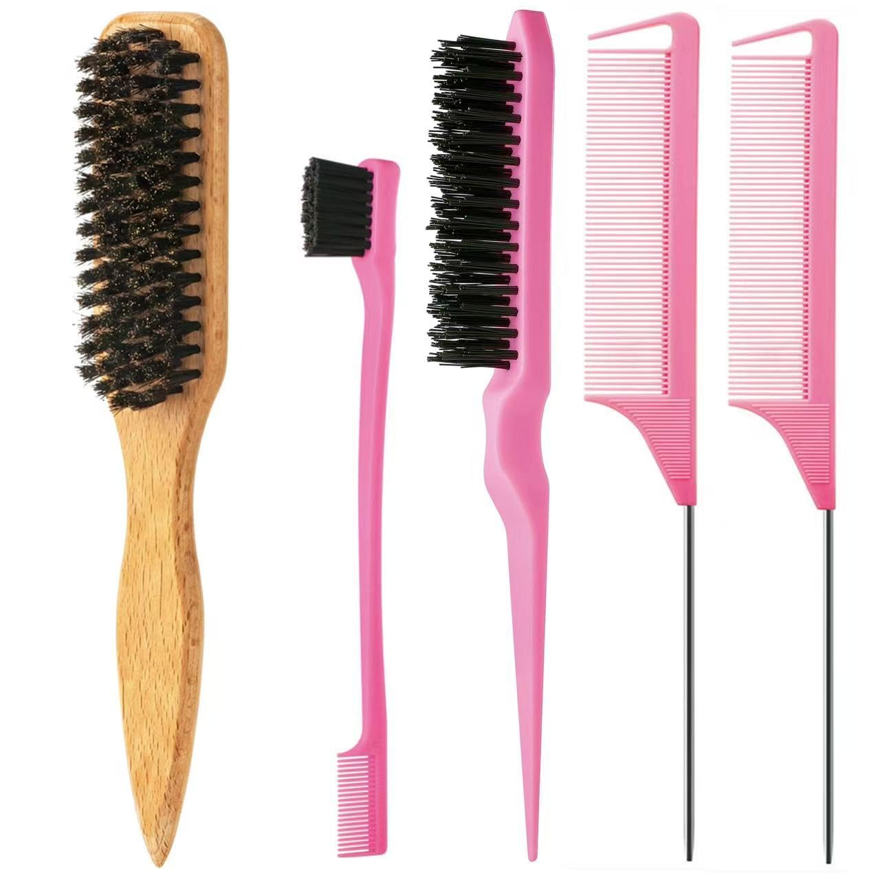 ZVOREI 8-Piece Pink Hair Styling Brush & Comb Set