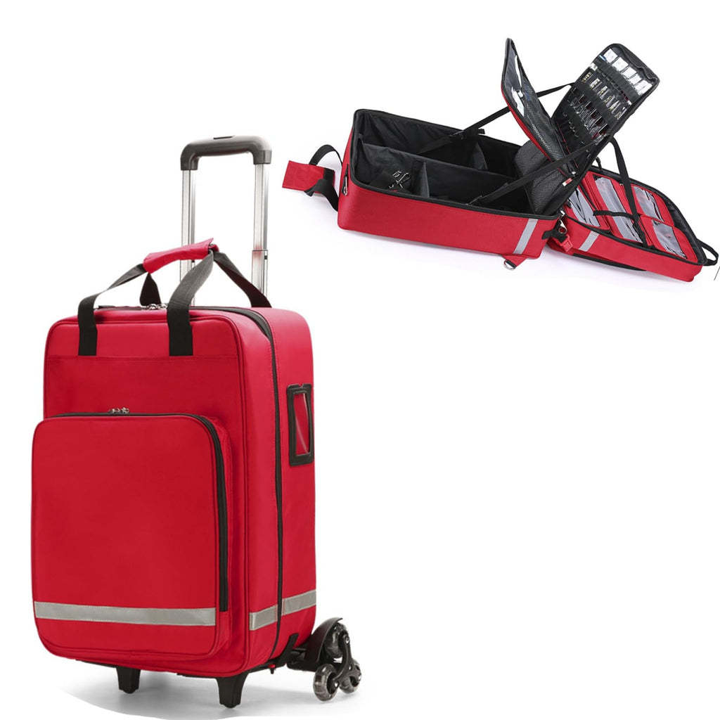 Large Rolling First Aid Trolley Bag with Dividers