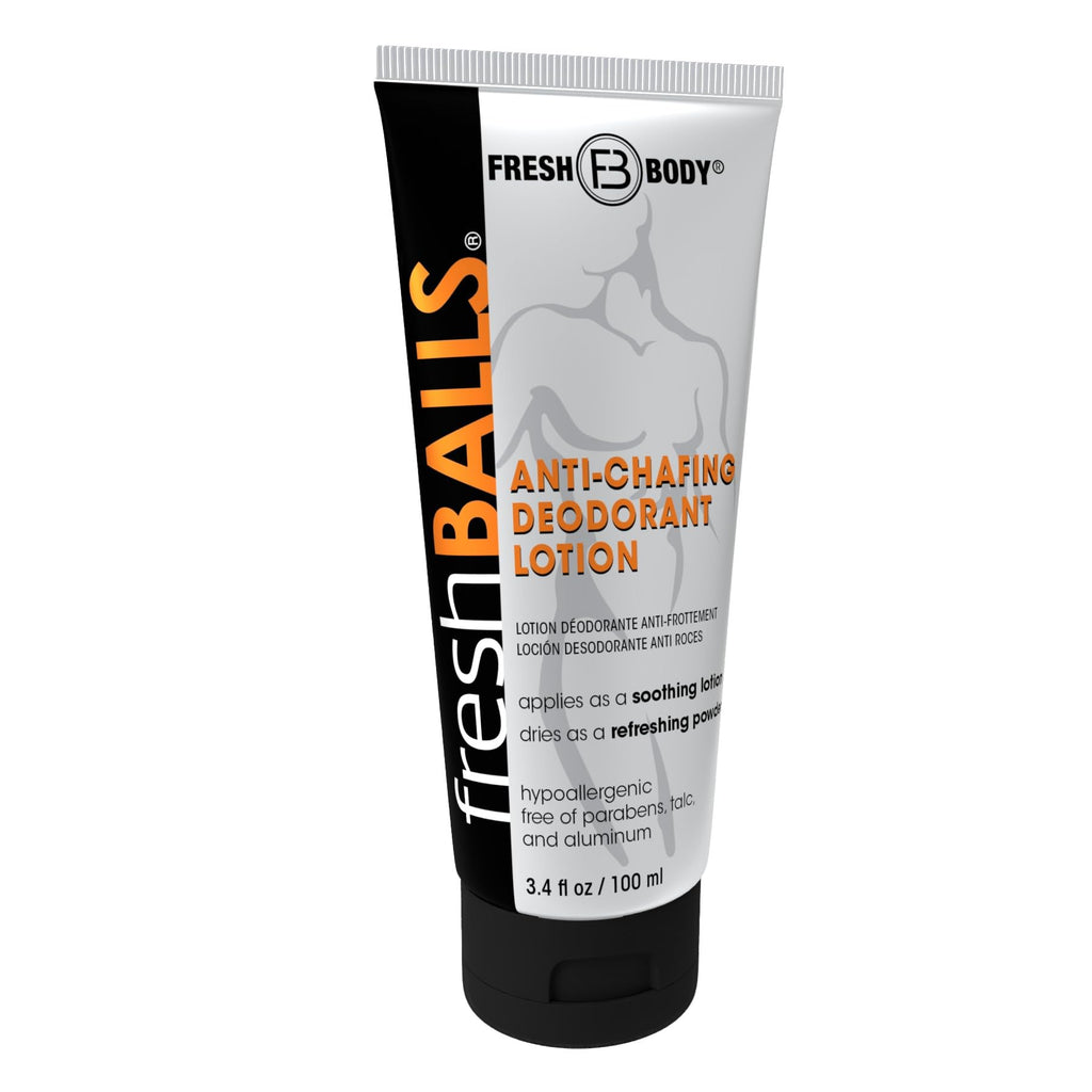Fresh BALLS Lotion - Men's Anti-Chafing Soothing Cream to Powder - Ball Deodorant and Hygiene for Groin Area, 3.4 fl oz (Pack of 12)