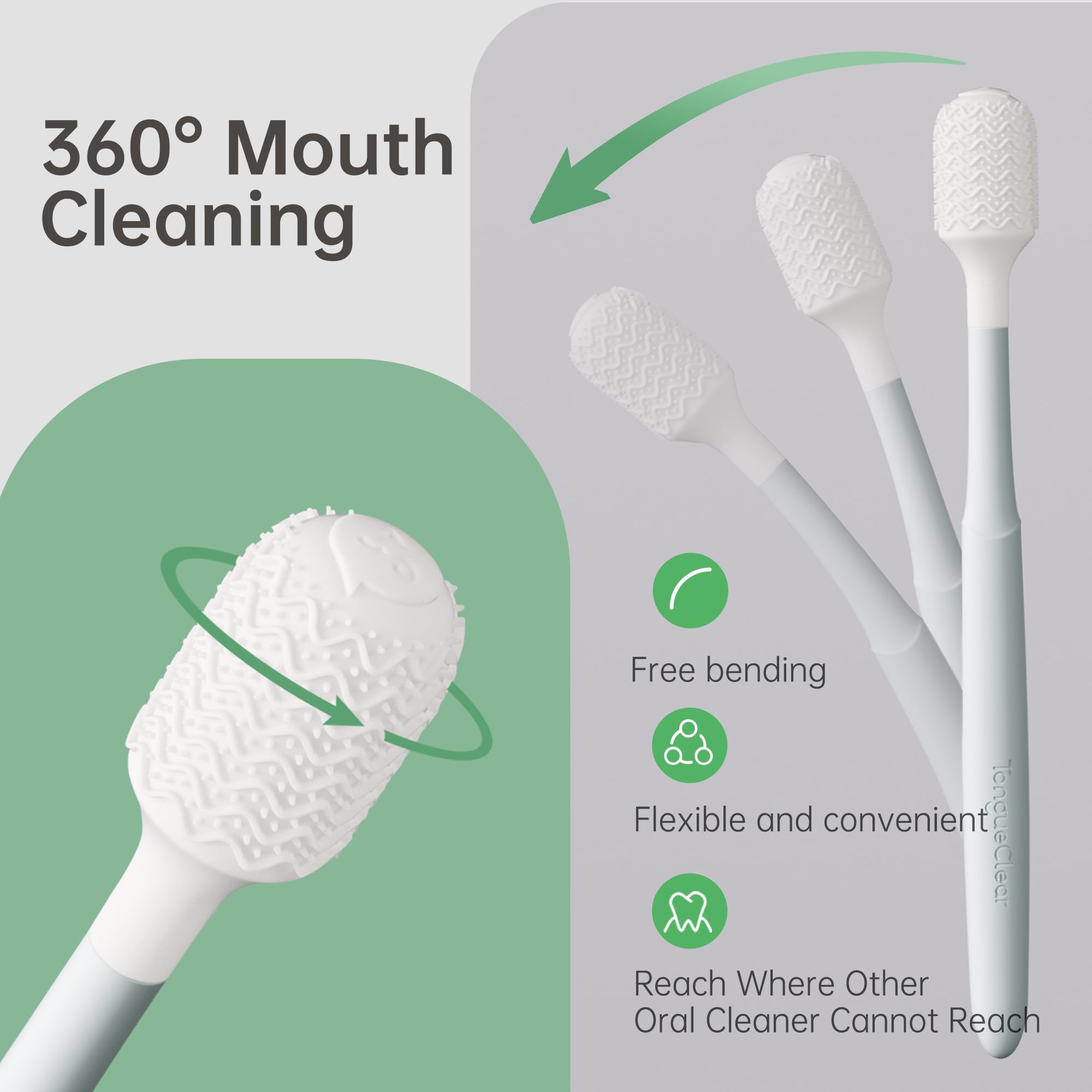 Tongueclear Effective Tongue Scraper and Oral Mucosal Cleaner Kit for Adults