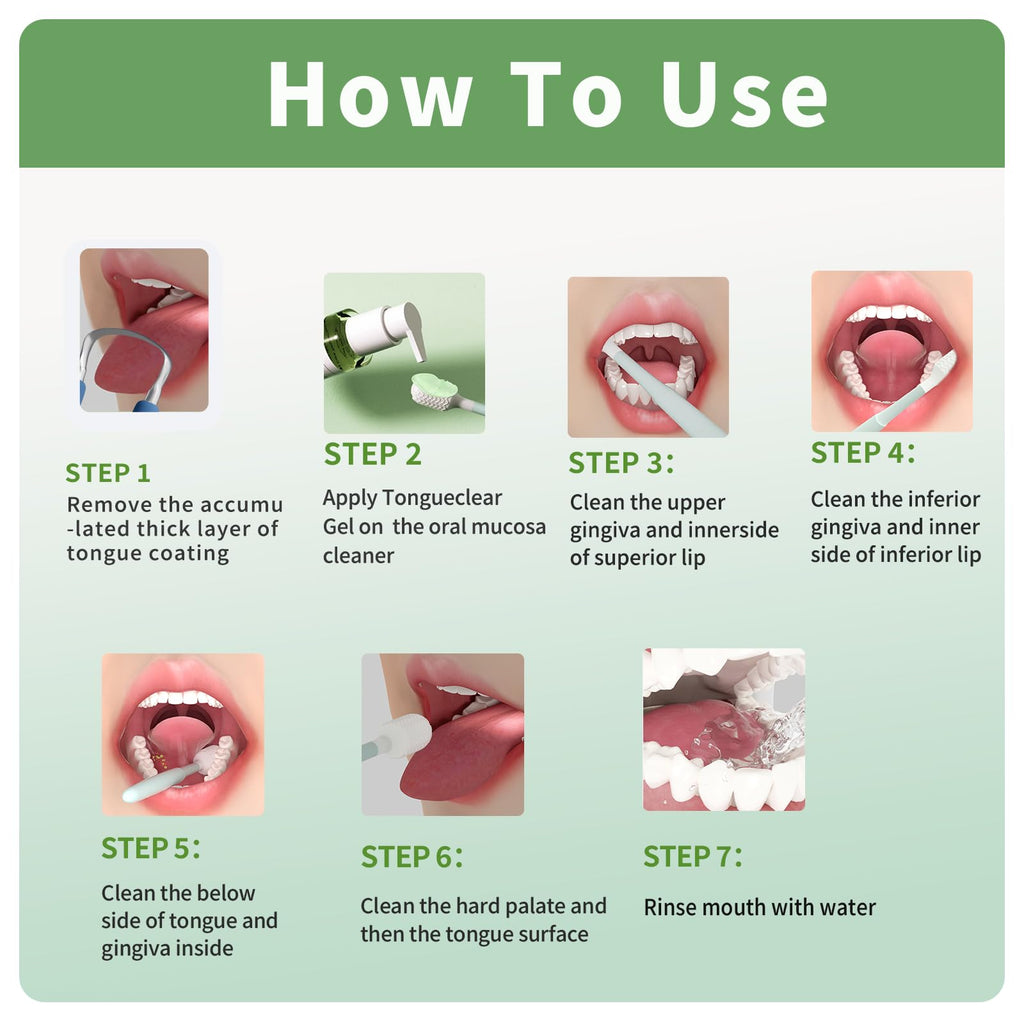 Tongueclear Effective Tongue Scraper and Oral Mucosal Cleaner Kit for Adults