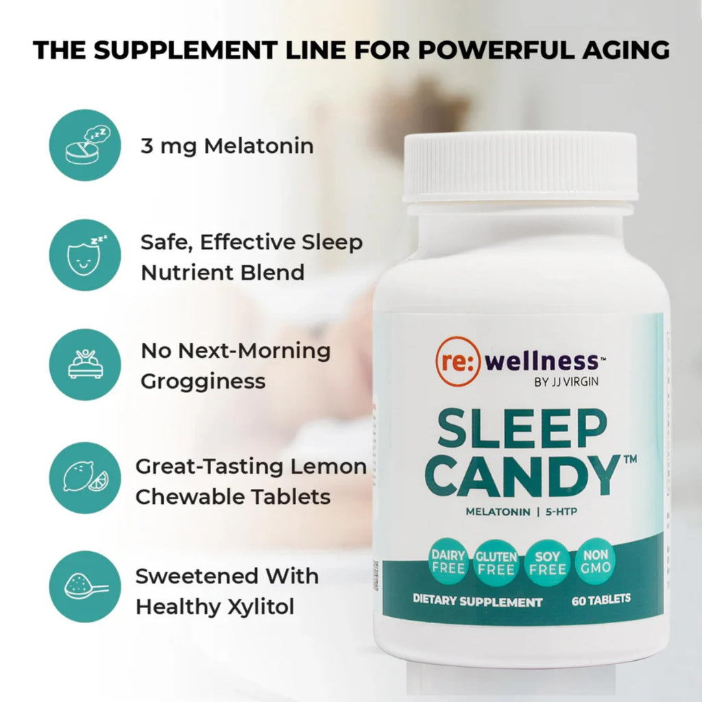 JJ Virgin Sleep Candy Melatonin Chewables, Lemon, 60 Count