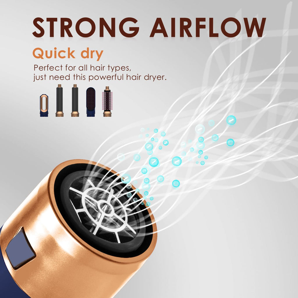 Hair Dryer Brush 5 in 1, Negative Ion Blow Dryer Brush Set - 110,000 RPM High - Speed Hot Air Brush Air Styler Curling Wrap Air Curler,Curling Iron Hair Styling Tool