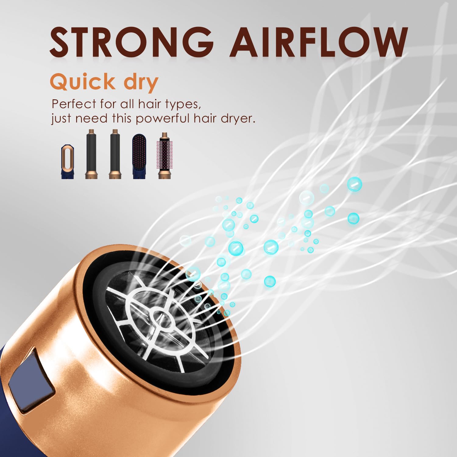 Hair Dryer Brush 5 in 1, Negative Ion Blow Dryer Brush Set - 110,000 RPM High - Speed Hot Air Brush Air Styler Curling Wrap Air Curler,Curling Iron Hair Styling Tool