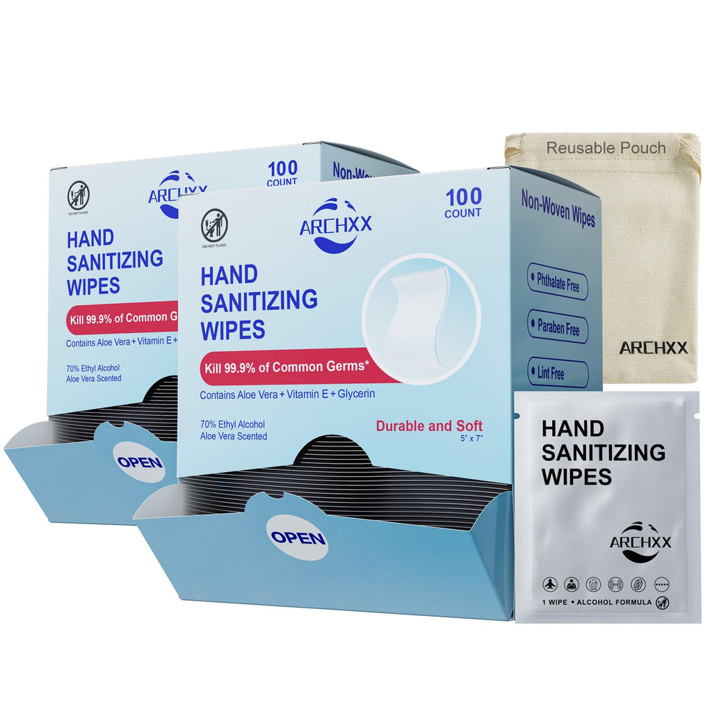 ARCHXX 70% Alcohol Hand Sanitizer Wipes, 100 Count