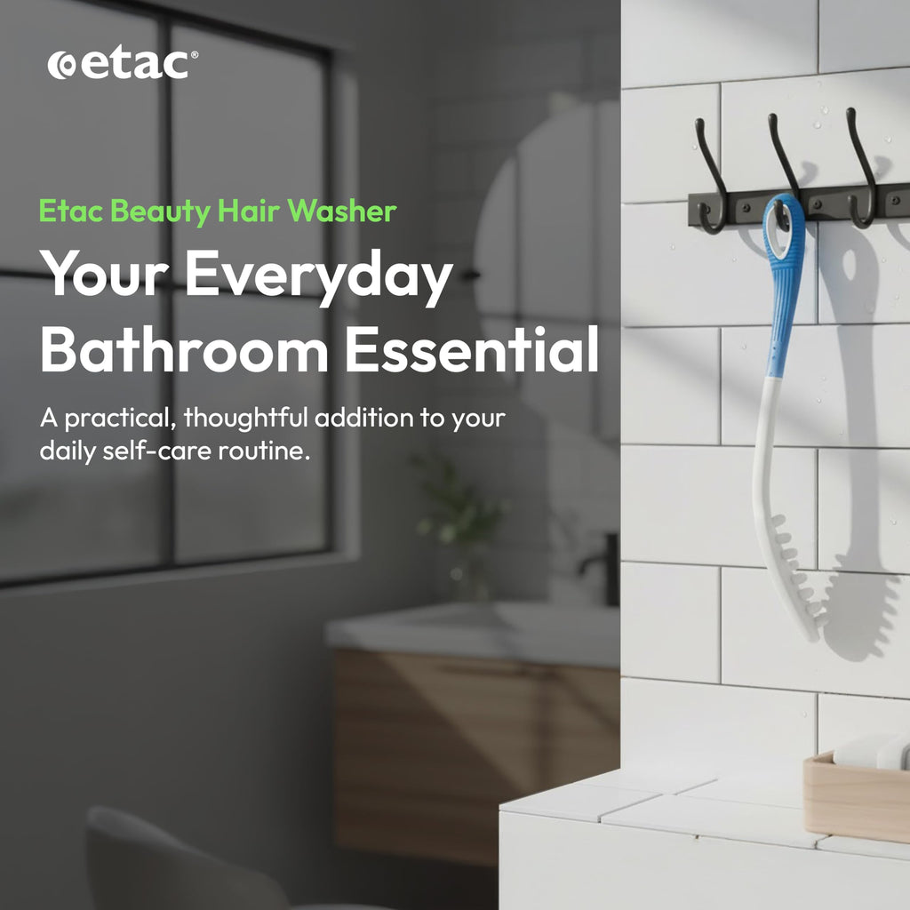 Etac Beauty Hair Washer – Long Handle Scalp Massager, Shampoo Applicator, Head Scratcher & Hair Scrubber for Easy Washing, Ergonomic Non-Slip Grip, Reduces Strain on Hands, Arms & Shoulders
