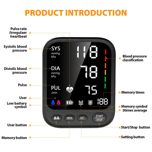 Automatic Upper Arm Blood Pressure Monitor with Large Cuff