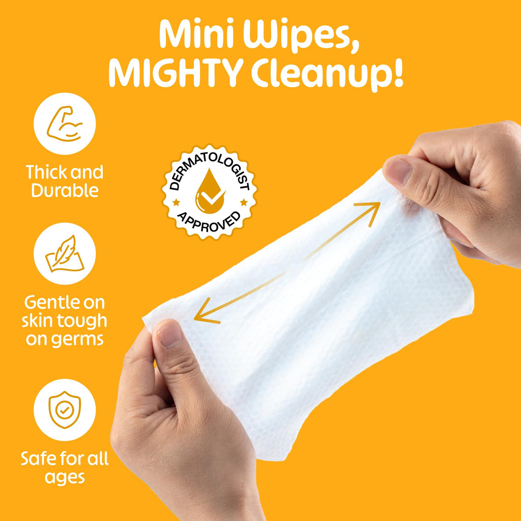 Fomin Mini Hand Wipes - Fragrance Free Mini Wet Wipe - pH Balanced, Biodegradable, Antibacterial On The Go Hand Sanitizing Wipes