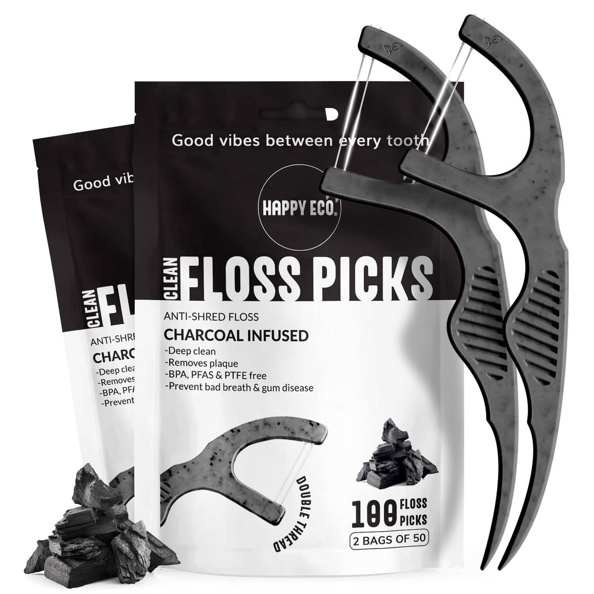 Vegan Double-Thread Dental Floss Picks for Adults