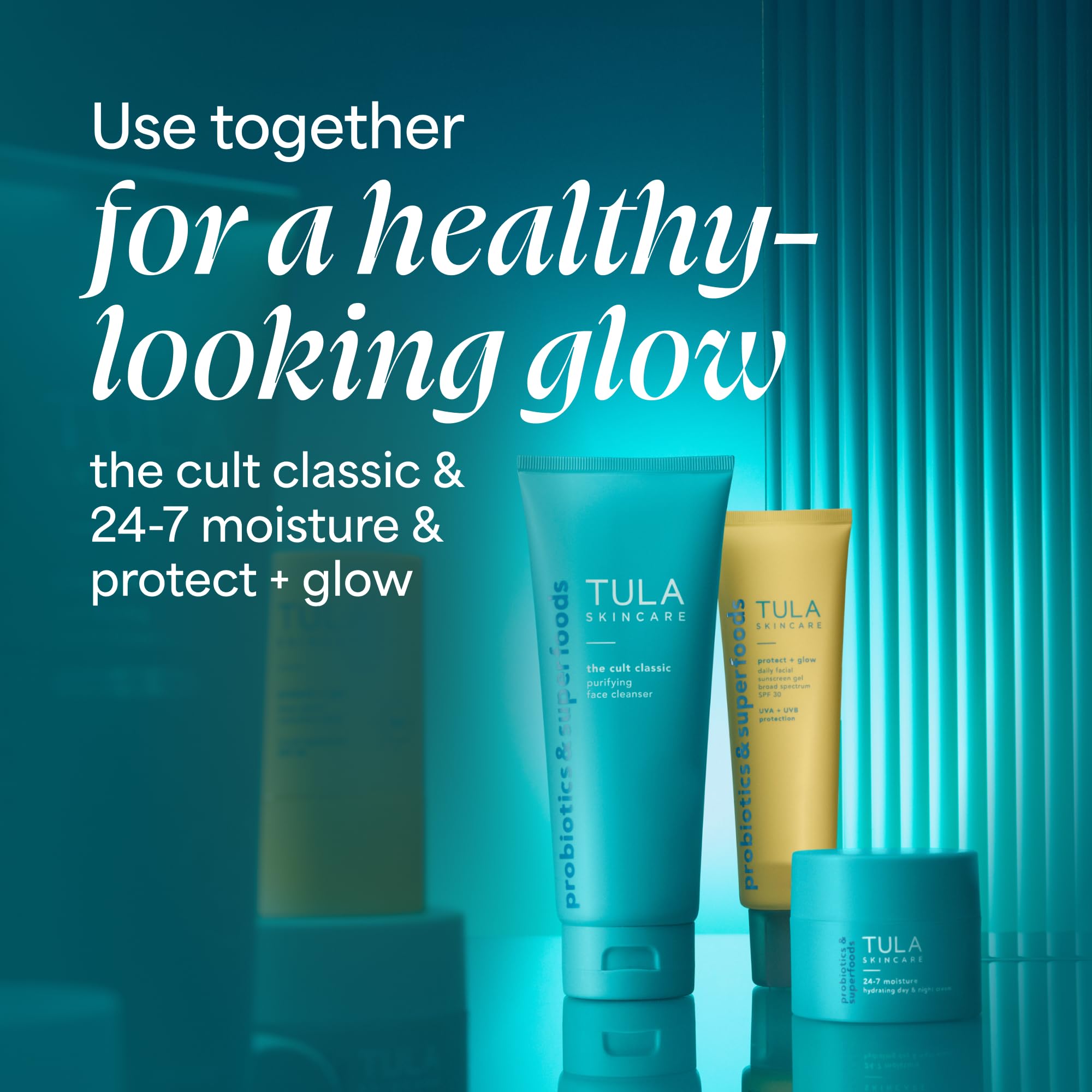 TULA Skin Care Protect + Glow Daily Sunscreen Gel Broad Spectrum SPF 30 - Skincare-First, Non-Greasy, Non-Comedogenic & Reef-Safe with Pollution & Blue Light Protection, Supersize, 3.38 oz (Pack of 2)