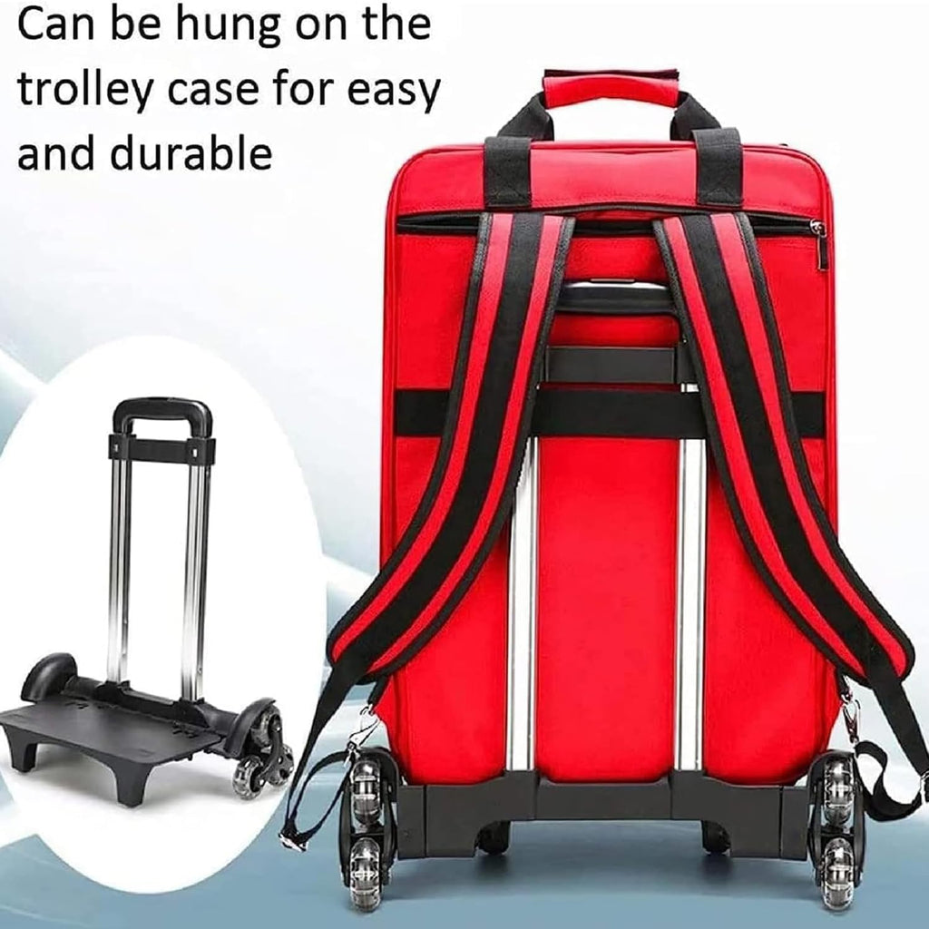 Large Capacity Rolling Bag with Wheels, Empty First Aid Kit on Detachable Trolley, Portable Nurse with Removable Dividers, Shoulder Straps, Reflective Strips for EMT, EMS, Paramedics