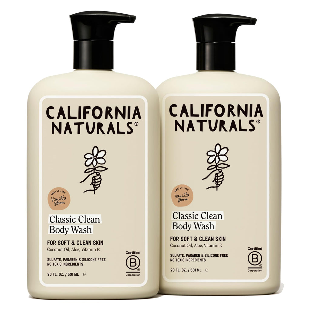 California Naturals Body Wash for Women and Men, Vitamin E Shower Gel Cleanser, Natural, Vegan & Cruelty Free, Paraben & Sulfate Free, Moisturizing Skin, Coconut, All Skin Types