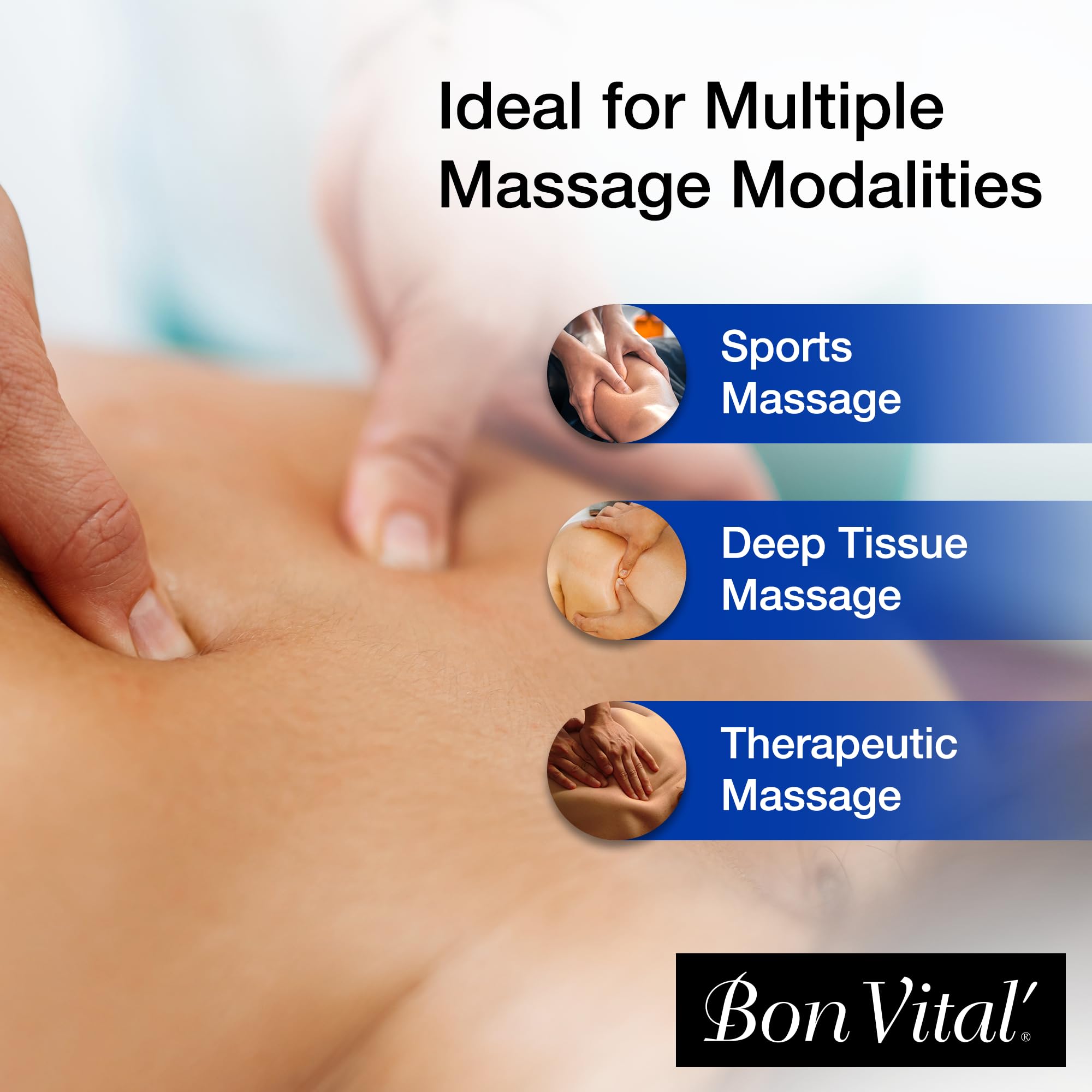 Bon Vital' Multi-Purpose Massage Cr�me, Professional Massage Cream with Aloe Vera to Relax Sore Muscles, Increase Circulation & Repair Dry Skin, Full Body Massage Moisturizer Cream, 1/2 Gallon Jar
