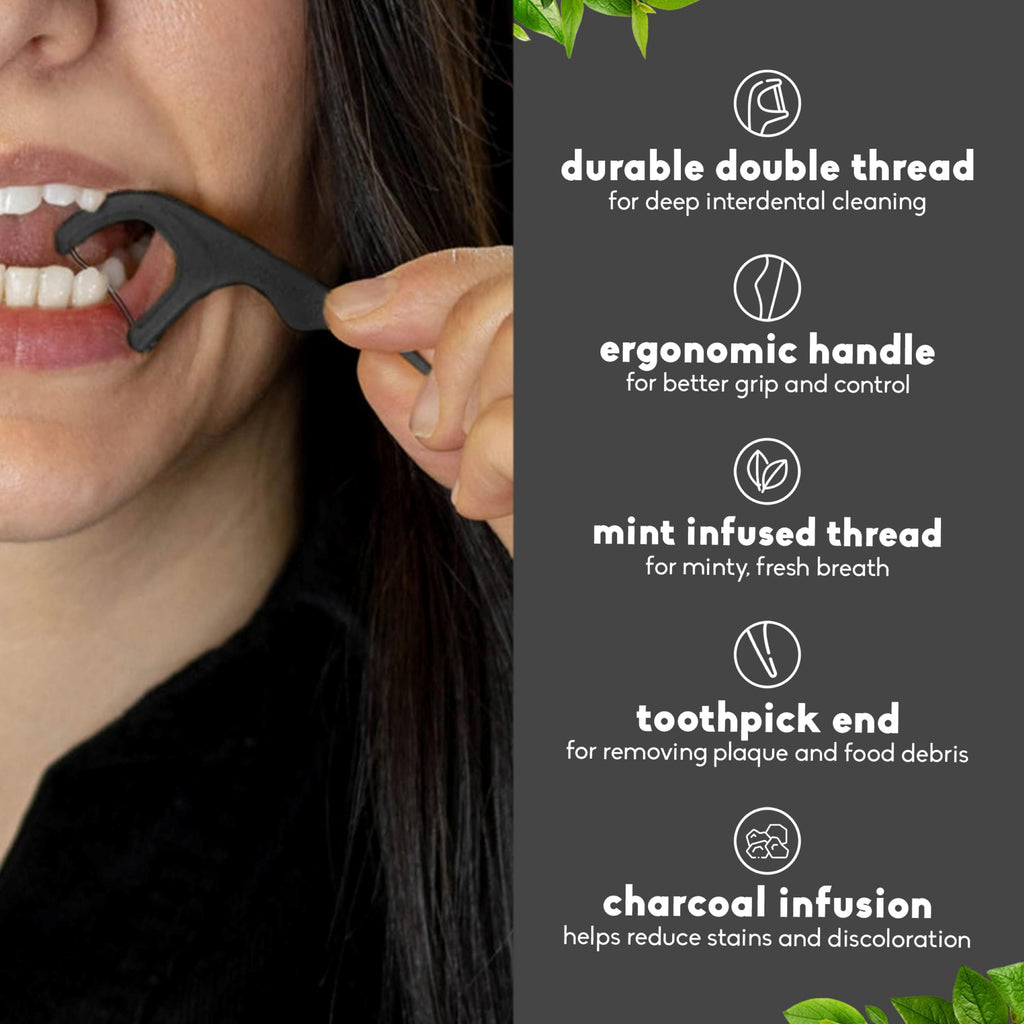 The Humble Co. Dental Floss Picks for Teeth (200 Count) – Dental Floss Picks for Dental Hygiene, Oral Care, and Gum Health, Cruelty Free