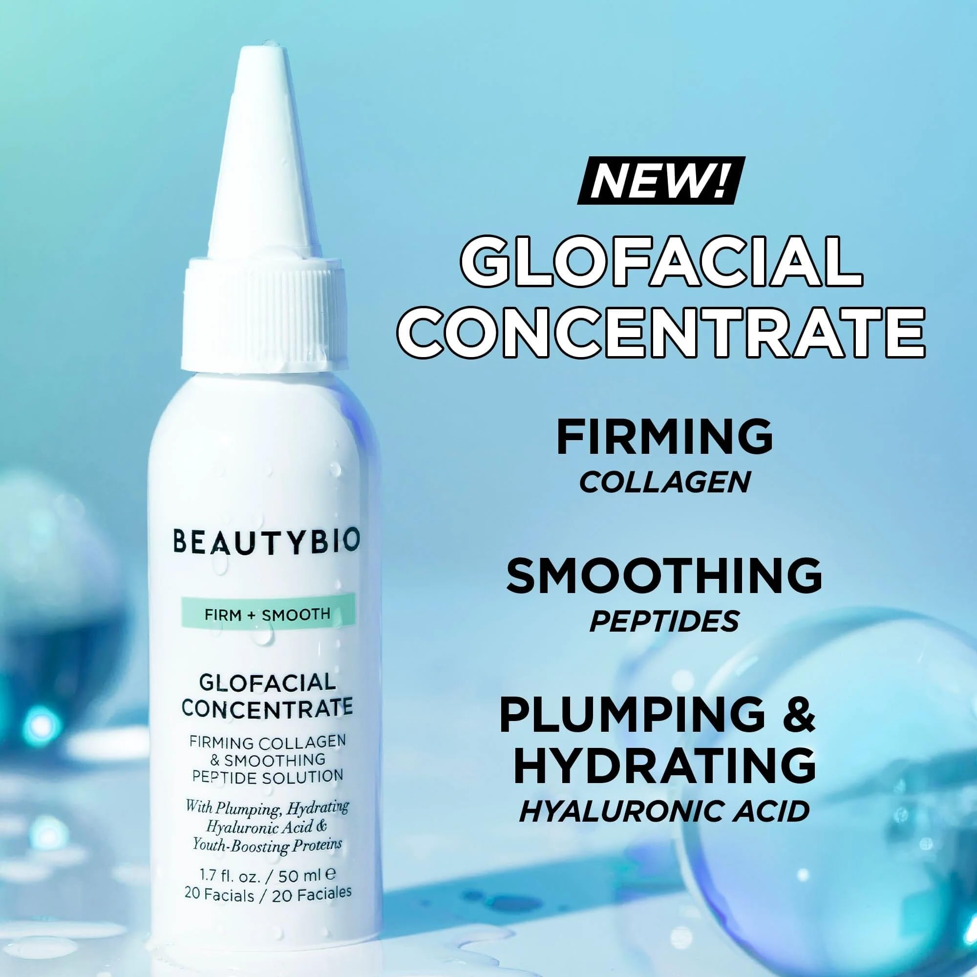 BeautyBio GLOfacial Hydro-Infusion Deep Pore Cleansing + Blue LED Clarifying Set: Tool + Concentrate