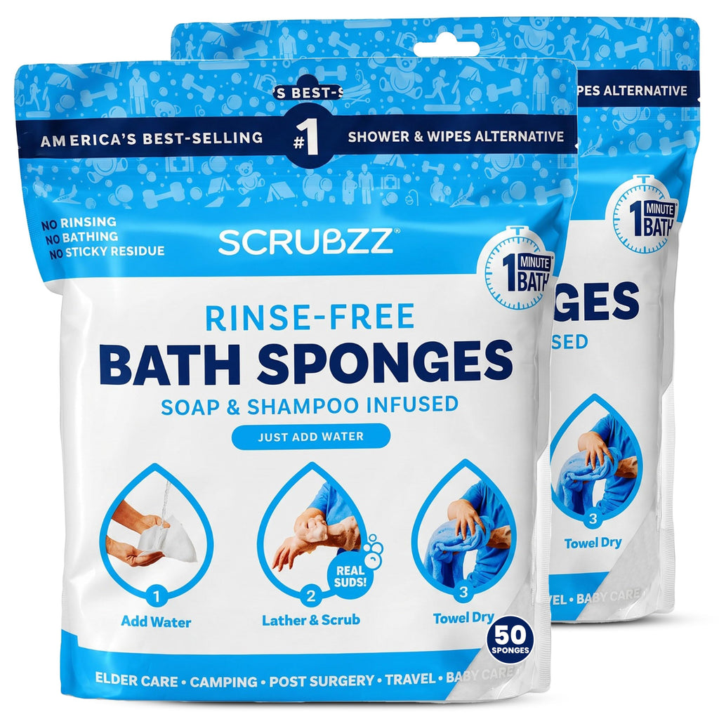 Scrubzz Rinse-Free Disposable Bathing Wipes, 25 Count