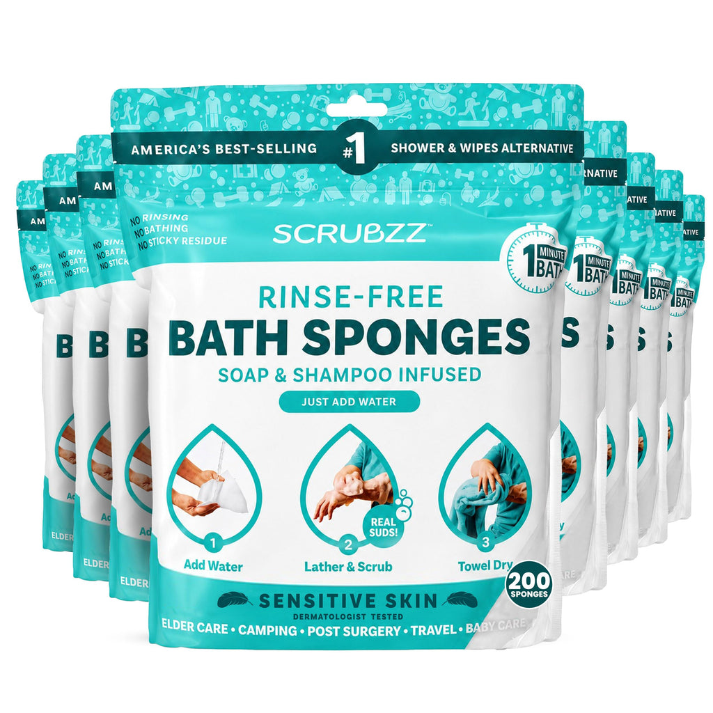 Scrubzz Rinse-Free Disposable Bathing Wipes, 25 Count