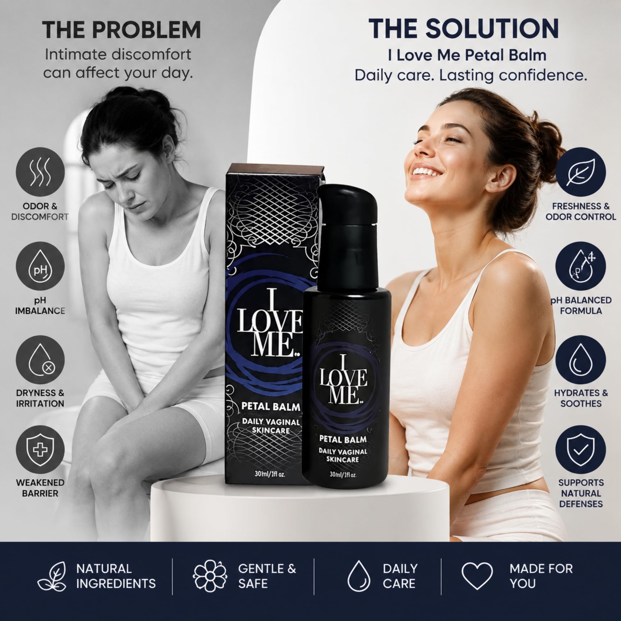 I Love Me Petal Balm - Vulva Balm for Feminine Care - Intimate Skin Care, Menopause Support - Relieves Feminine Dryness, Itching & Irritation - Hormone Free, Vaginal Moisturizer for Women 2oz 2 Pack