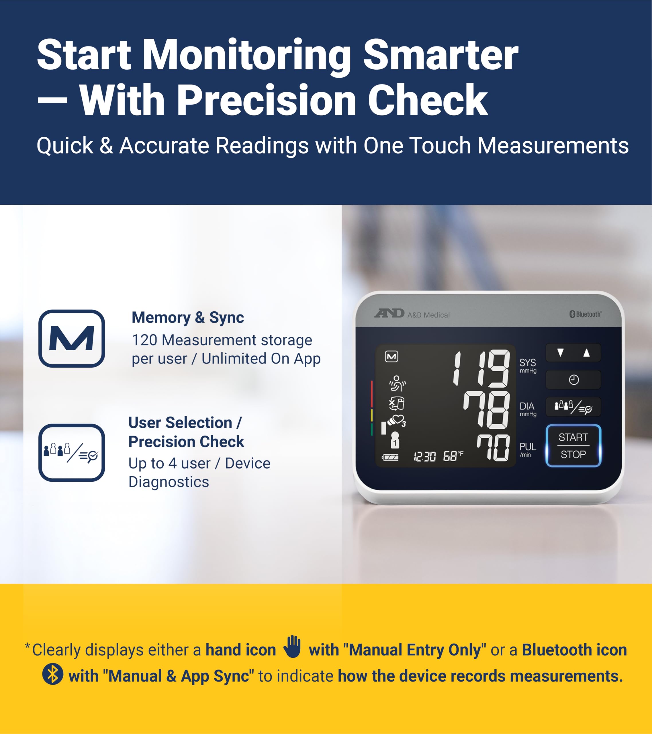 A&D Medical Precision Check Pro Bluetooth BP Monitor