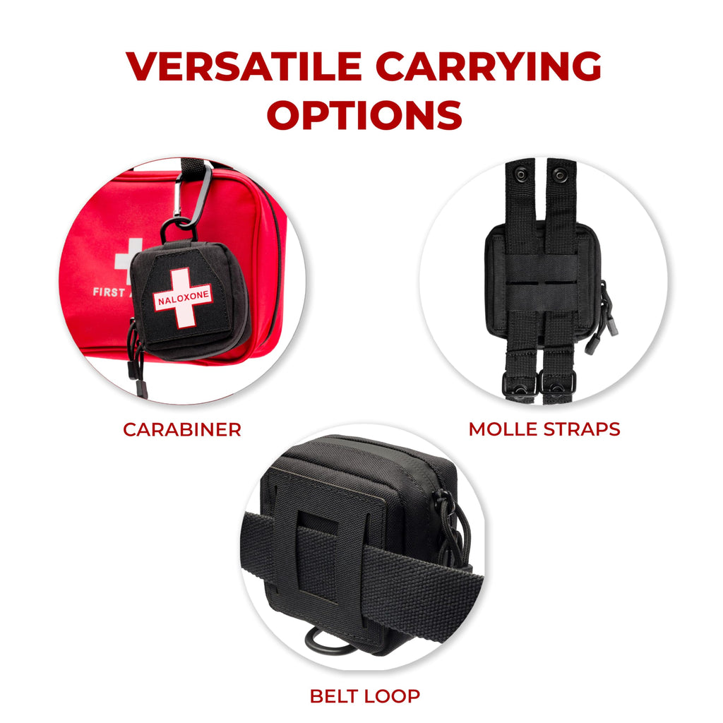 Naloxone Belt Pouch for Opioid Overdose and Naloxone Nasal Spray Kits | Professional Naloxone Nasal Spray Belt Attachment Design | Custom Designed to Hold Two Naloxone Nasal Sprays & Accessories