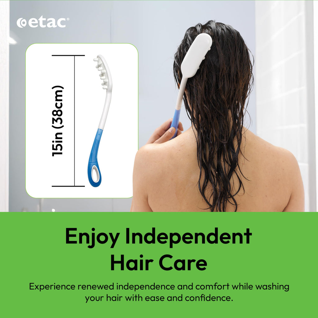 Etac Beauty Hair Washer – Long Handle Scalp Massager, Shampoo Applicator, Head Scratcher & Hair Scrubber for Easy Washing, Ergonomic Non-Slip Grip, Reduces Strain on Hands, Arms & Shoulders