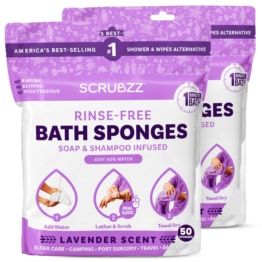 Scrubzz Rinse-Free Disposable Bathing Wipes, 25 Count