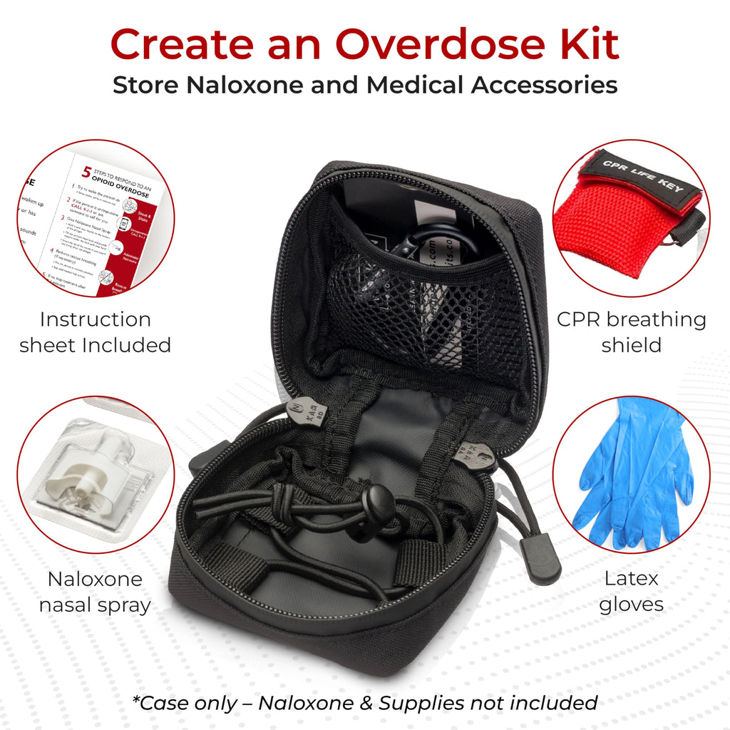 Naloxone Belt Pouch for Opioid Overdose and Naloxone Nasal Spray Kits | Professional Naloxone Nasal Spray Belt Attachment Design | Custom Designed to Hold Two Naloxone Nasal Sprays & Accessories