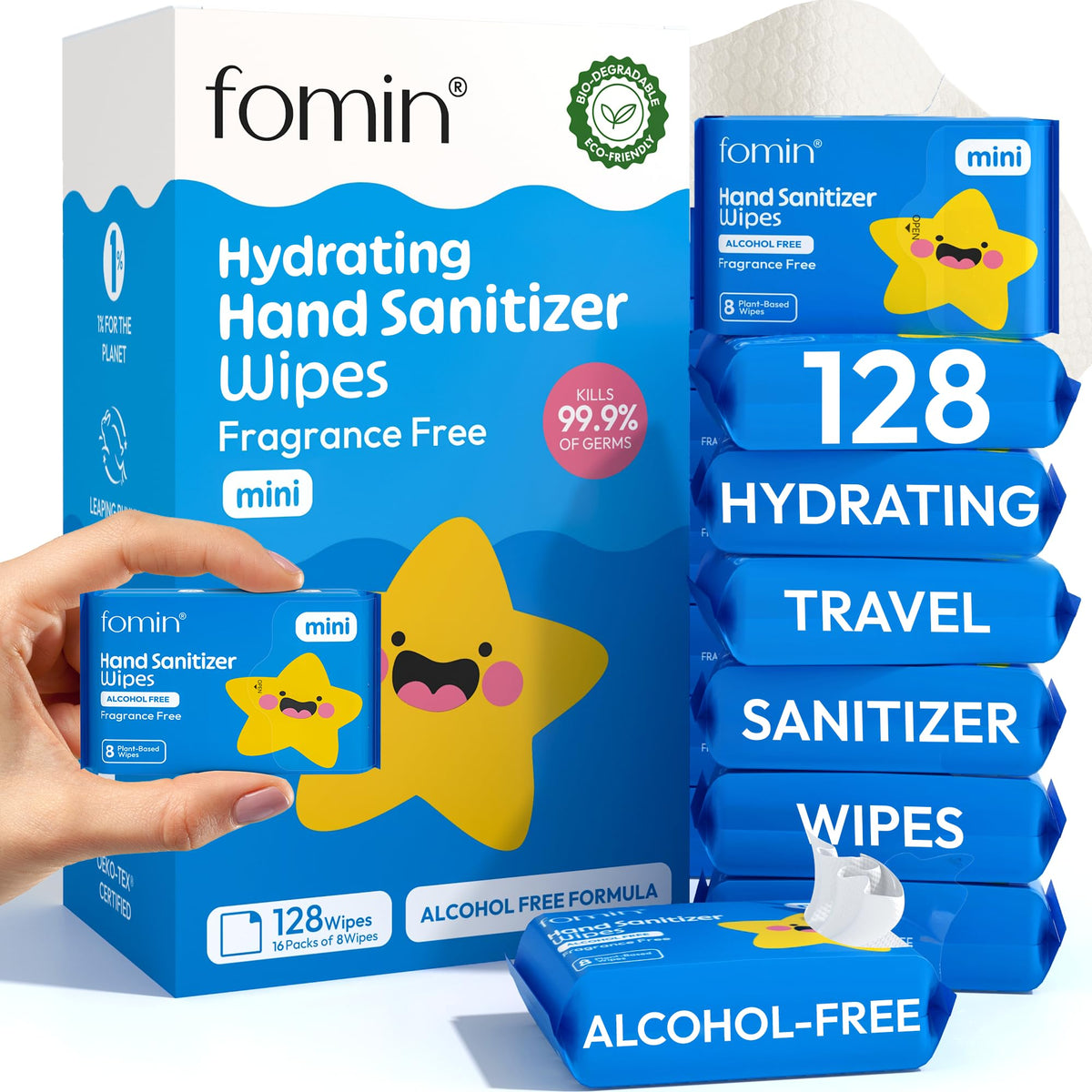 Fomin Fragrance-Free Mini Hand Sanitizing Wipes