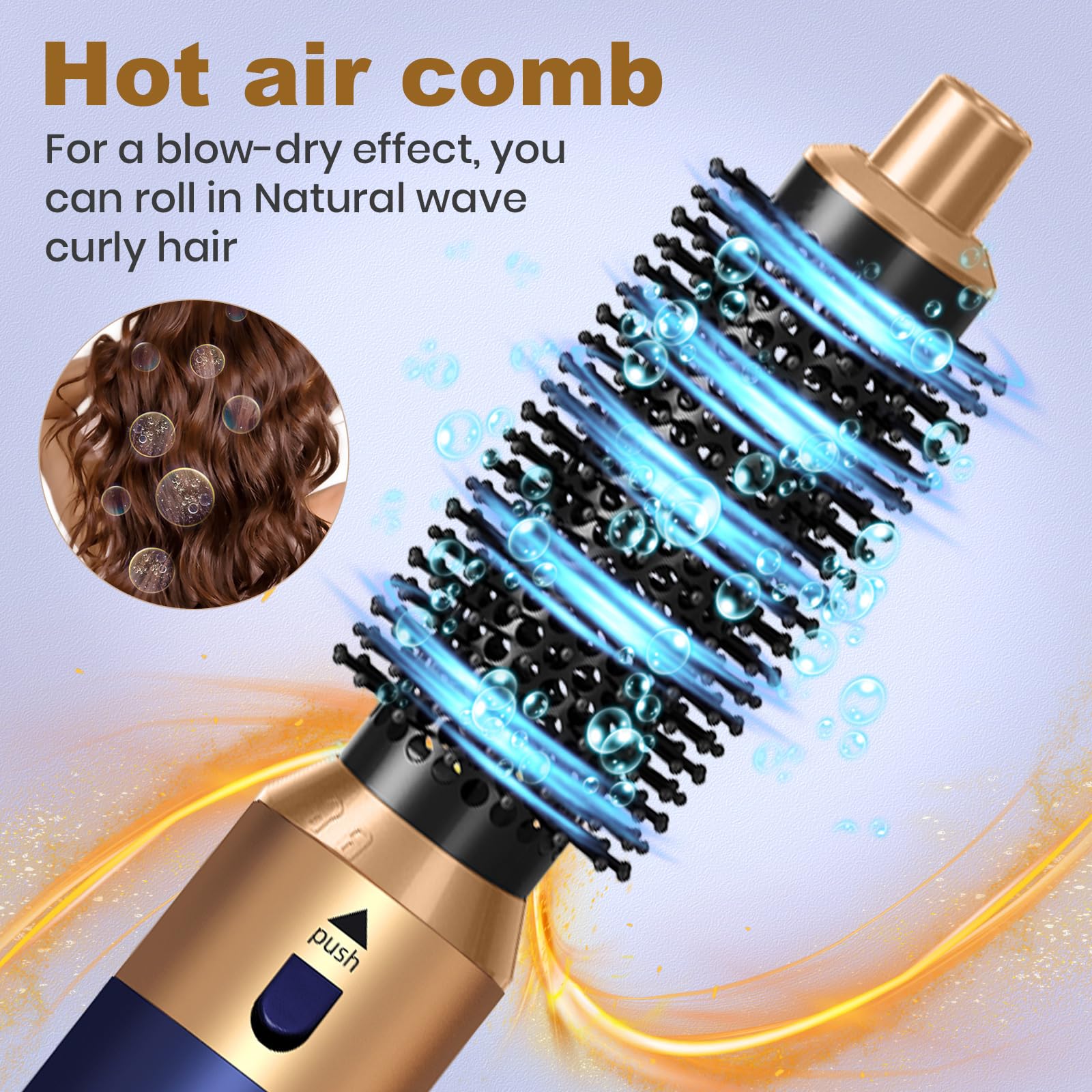 Hair Dryer Brush 5 in 1, Negative Ion Blow Dryer Brush Set - 110,000 RPM High - Speed Hot Air Brush Air Styler Curling Wrap Air Curler,Curling Iron Hair Styling Tool
