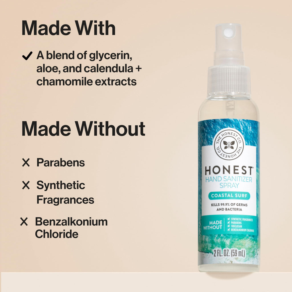 The Honest Company Plant-Based Hand Sanitizer Spray | Kills 99.9% of Germs | Hypoallergenic