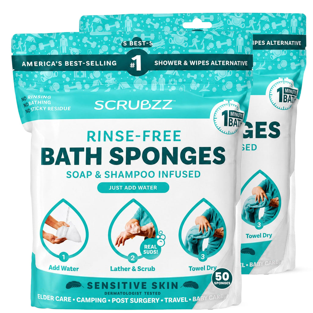 Scrubzz Rinse-Free Disposable Bathing Wipes, 25 Count