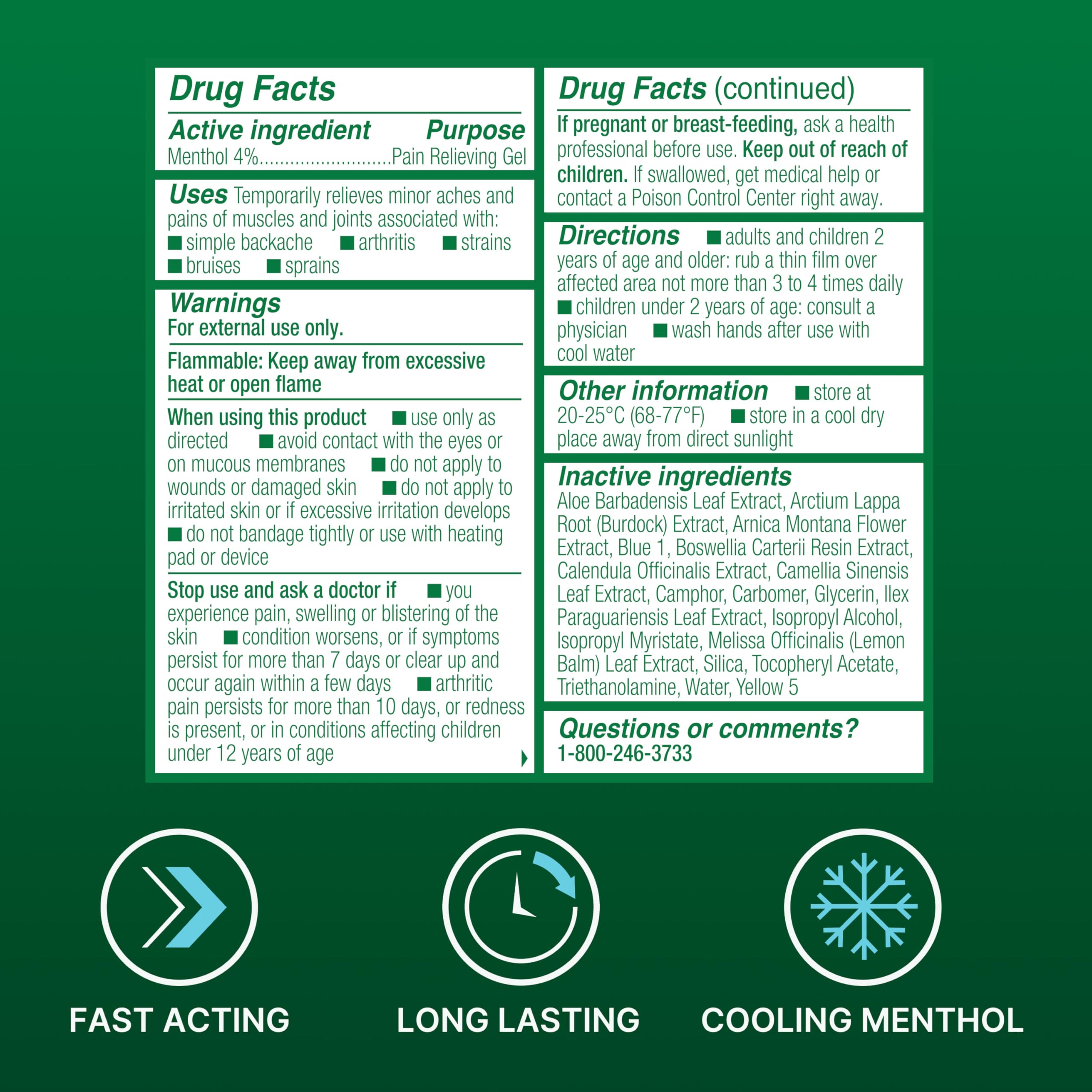 Biofreeze Menthol Pain Relief Roll-On, 3 oz, Pack of 3