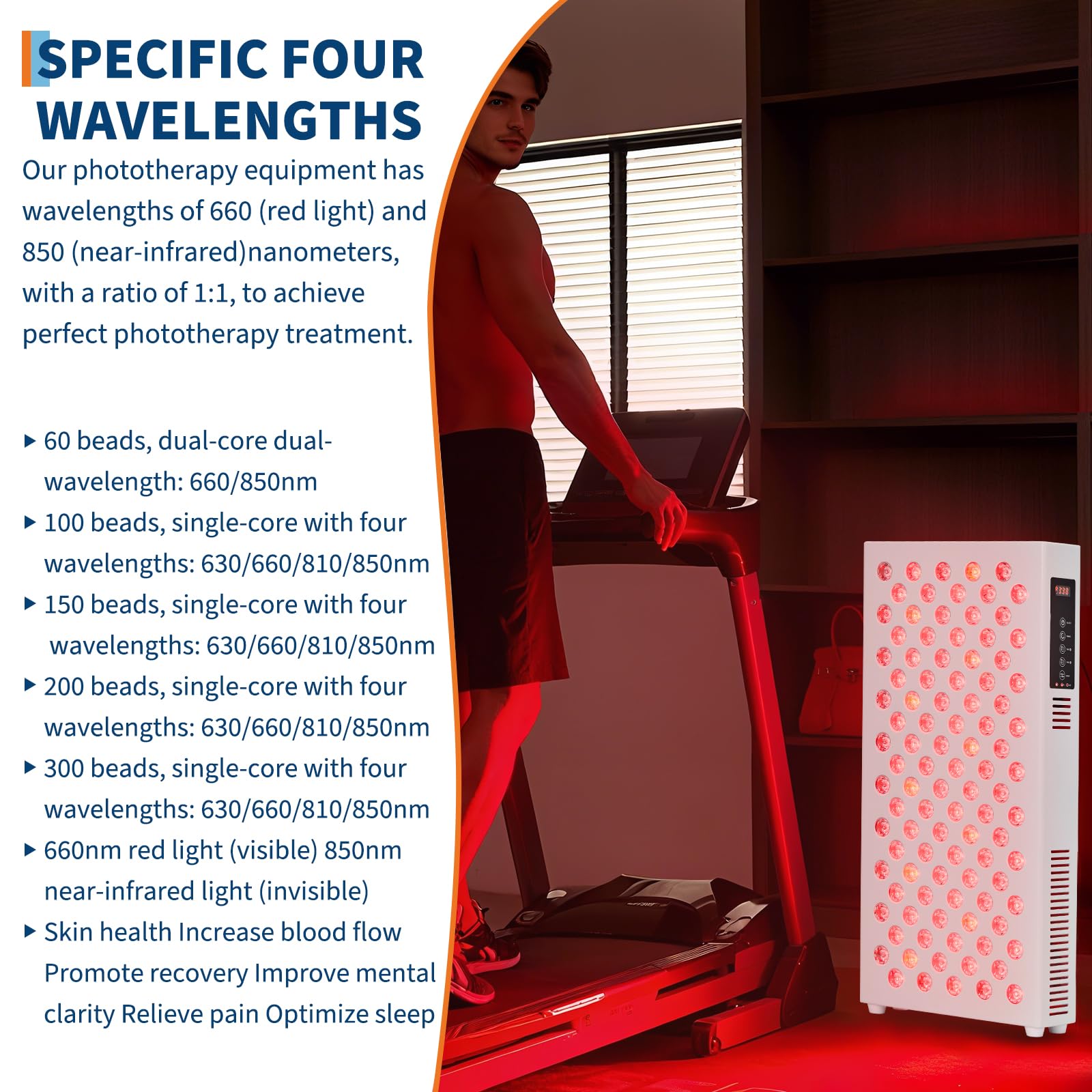110W 4-Wavelength Red Light Therapy Panel for Face & Body