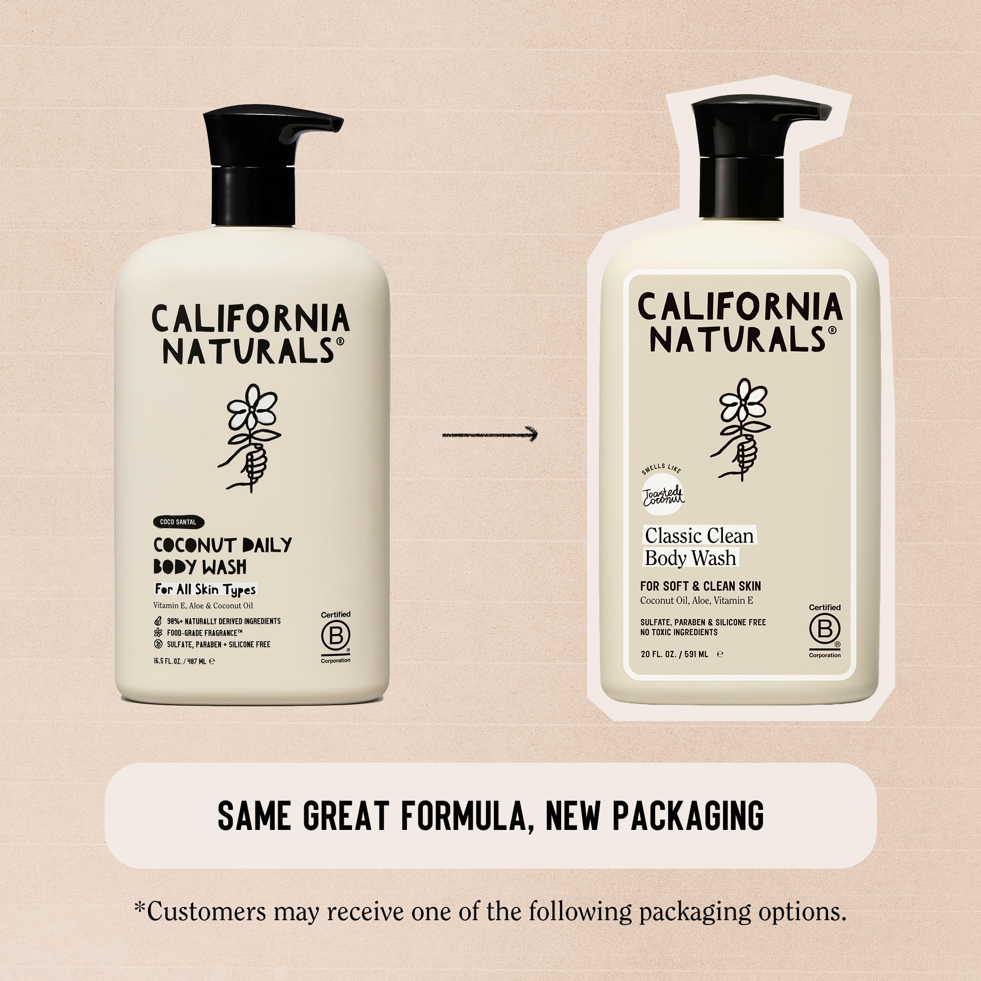 California Naturals Body Wash for Women and Men, Vitamin E Shower Gel Cleanser, Natural, Vegan & Cruelty Free, Paraben & Sulfate Free, Moisturizing Skin, Coconut, All Skin Types