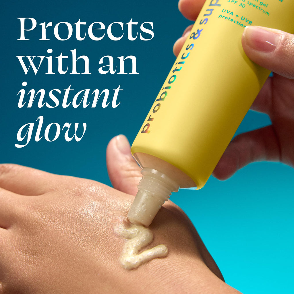 TULA Skin Care Protect + Glow Daily Sunscreen Gel Broad Spectrum SPF 30 - Skincare-First, Non-Greasy, Non-Comedogenic & Reef-Safe with Pollution & Blue Light Protection, Supersize, 3.38 oz (Pack of 2)
