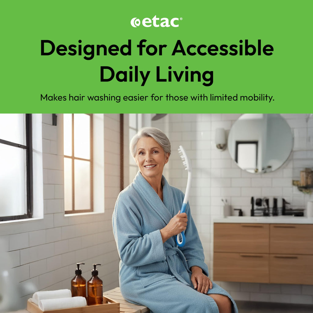 Etac Beauty Hair Washer – Long Handle Scalp Massager, Shampoo Applicator, Head Scratcher & Hair Scrubber for Easy Washing, Ergonomic Non-Slip Grip, Reduces Strain on Hands, Arms & Shoulders