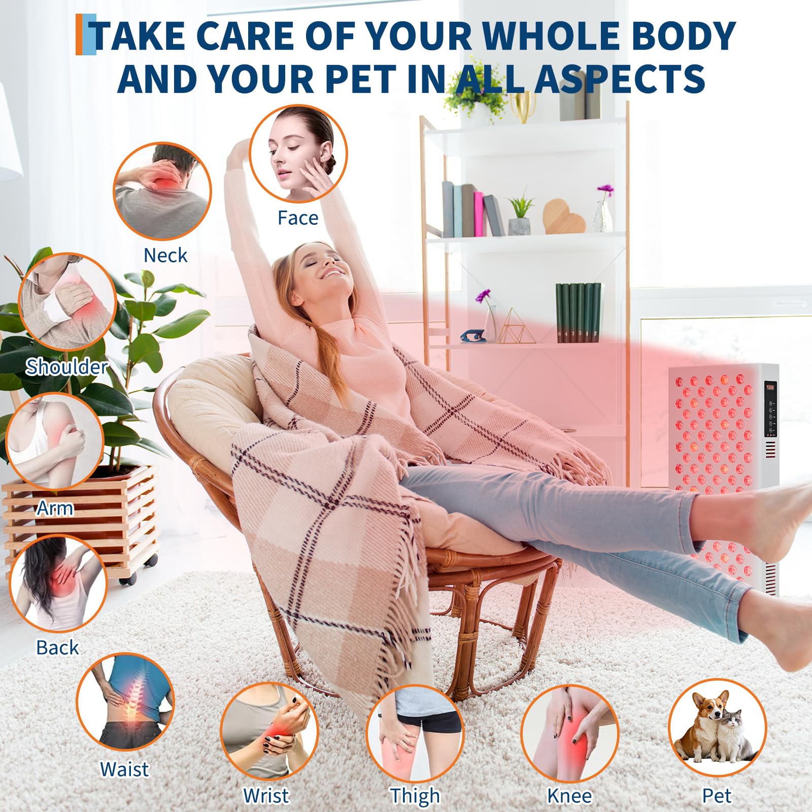 110W 4-Wavelength Red Light Therapy Panel for Face & Body