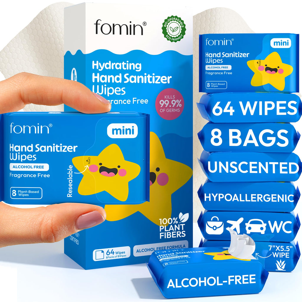 Fomin Fragrance-Free Mini Hand Sanitizing Wipes