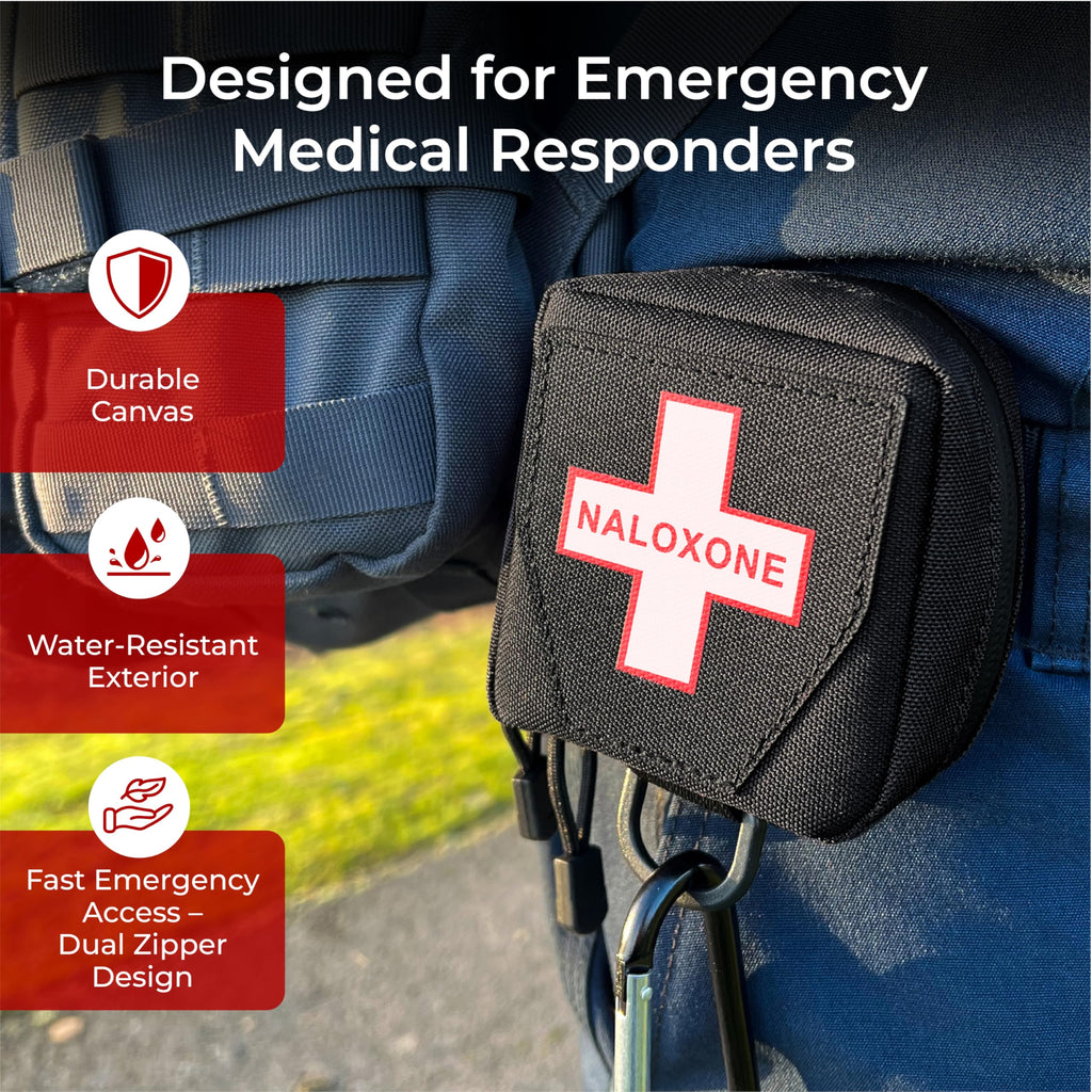 Naloxone Belt Pouch for Opioid Overdose and Naloxone Nasal Spray Kits | Professional Naloxone Nasal Spray Belt Attachment Design | Custom Designed to Hold Two Naloxone Nasal Sprays & Accessories